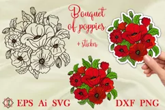 Bouquet of poppies sticker. SVG Product Image 1