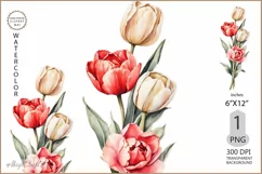 Bouquet of watercolor tulips| Spring flowers png| tulips png Product Image 1