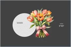 Bouquet of watercolor tulips| Spring flowers png| tulips Product Image 2
