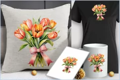 Bouquet of watercolor tulips| Spring flowers png| tulips Product Image 3