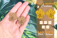 Flowers with Bow Earrings, Studs, Lapel Pin, Badge Laser Cut Product Image 1