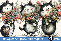 Bouquet Surprise Cat Clipart Product Image 1