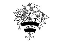 Bouquet with ribbon svg, bouquet of flowers template, Cricut Product Image 2