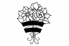 Bouquet with ribbon svg, bouquet of flowers template, Cricut Product Image 3