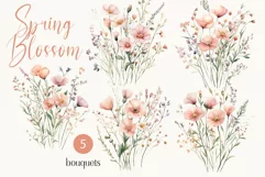 Watercolor Wild Flowers Bouquets - Watercolor Floral Product Image 2