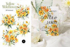Romantic Watercolor Wildflowers Clipart, Wildflowers Yellow Product Image 2