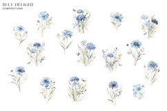 Dusty Blue Floral Clipart Watercolor Set Product Image 4
