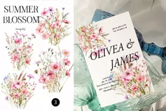 Watercolor Soft Pink Flowers Bouquets - Watercolor Floral Product Image 2