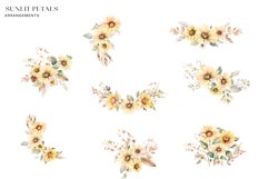 Watercolor Sunflower Floral Clipart Product Image 3