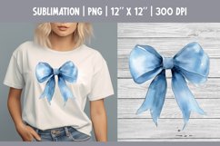 Blue Watercolor Bow Clipart | Vintage Coquette Sublimataion Product Image 1