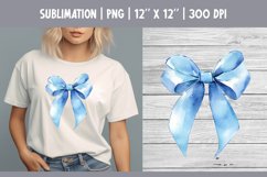 Blue Watercolor Bow Clipart | Vintage Coquette Sublimataion Product Image 1