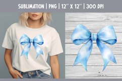 Blue Watercolor Bow Clipart | Vintage Coquette Sublimataion Product Image 1