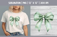 Green Watercolor Bow Clipart | Vintage Coquette Sublimataion Product Image 1
