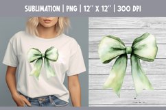 Green Watercolor Bow Clipart | Vintage Coquette Sublimataion Product Image 1