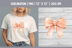 Peach Watercolor Bow Clipart | Vintage Coquette Sublimataion Product Image 1