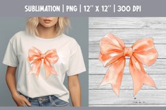 Peach Watercolor Bow Clipart | Vintage Coquette Sublimataion Product Image 1