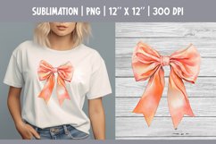 Peach Watercolor Bow Clipart | Vintage Coquette Sublimataion Product Image 1