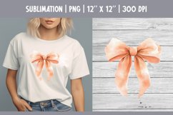 Peach Watercolor Bow Clipart | Vintage Coquette Sublimataion Product Image 1