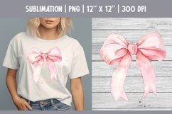 Pink Watercolor Bow Clipart | Vintage Coquette Sublimataion Product Image 1