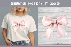 Pink Watercolor Bow Clipart | Vintage Coquette Sublimataion Product Image 1