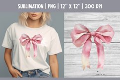 Pink Watercolor Bow Clipart | Vintage Coquette Sublimataion Product Image 1