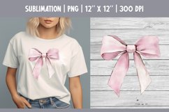 Pink Watercolor Bow Clipart | Vintage Coquette Sublimataion Product Image 1