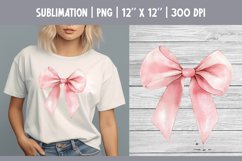 Pink Watercolor Bow Clipart | Vintage Coquette Sublimataion Product Image 1
