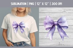 Purple Watercolor Bow Clipart | Vintage Coquette Sublimataio Product Image 1