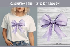 Purple Watercolor Bow Clipart | Vintage Coquette Sublimataio Product Image 1