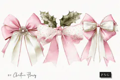 Coquette Christmas Bow Clipart | Pink Christmas PNG Product Image 1