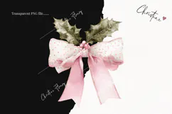 Coquette Christmas Bow Clipart | Pink Christmas PNG Product Image 2