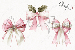 Coquette Christmas Bow Clipart | Pink Christmas PNG Product Image 3