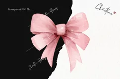 Watercolor Pink Bow Clipart | Watercolor Girly PNG Product Image 2