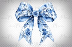 Blue floral Bow 2, Clipart PNG, Sublimation Design. Product Image 1