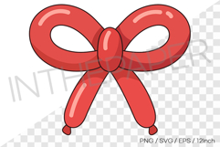 Red balloon bow PNG Clipart ribbon illustration EPS SVG Product Image 1