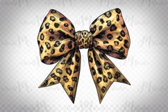 Leopard print bow, Clipart PNG, Sublimation Design. Product Image 1