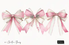Coquette Christmas Bow Clipart | Pink Christmas PNG Product Image 1