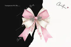Coquette Christmas Bow Clipart | Pink Christmas PNG Product Image 2