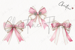 Coquette Christmas Bow Clipart | Pink Christmas PNG Product Image 3