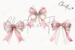Coquette Christmas Bow Clipart | Pink Christmas PNG Product Image 3