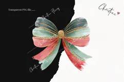 Brush Stroke Christmas Bow Clipart | Preppy Christmas PNG Product Image 2