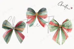 Brush Stroke Christmas Bow Clipart | Preppy Christmas PNG Product Image 3