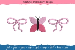 Bow and Butterfly Embroidery Design - Machine Embroidery Product Image 1