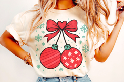 Christmas Cherries Coquette Bow PNG, Merry Christmas PNG Product Image 2