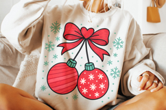 Christmas Cherries Coquette Bow PNG, Merry Christmas PNG Product Image 3