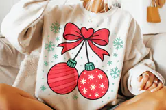 Christmas Cherries Coquette Bow PNG, Merry Christmas PNG Product Image 3