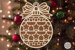 Bow Christmas Ornament Laser Cut SVG, Star Pattern Wooden Product Image 1