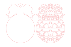 Bow Christmas Ornament Laser Cut SVG, Star Pattern Wooden Product Image 2