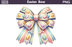 Bow Eggs Clipart | Easter Bow Pastel Sublimation Product Image 1