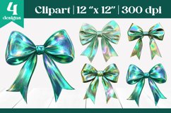 Green Iridescent Sublimation Bows | Coquette Holographic Product Image 1